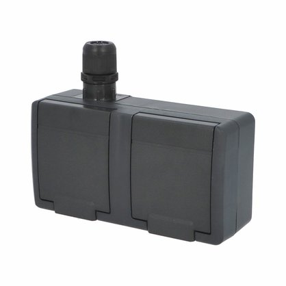 ATLAS IP65 Zásuvka 2x 2P+PE, 2-násobná vodorovná s vývodkou M20