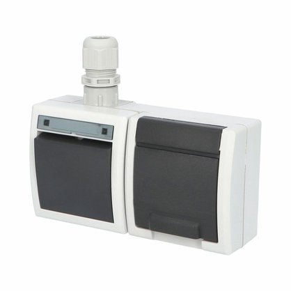 ATLAS IP65 Přepínač č.6+zásuvka 2P+PE vodorovně s vývodkou M20