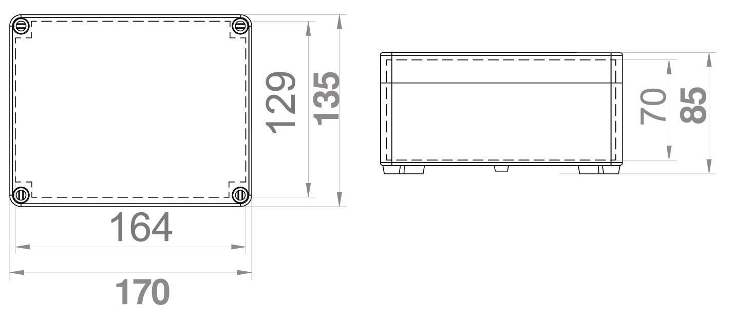 Krabice SolidBOX 68110 IP65, 170x135x85mm, plné víko, hladké boky