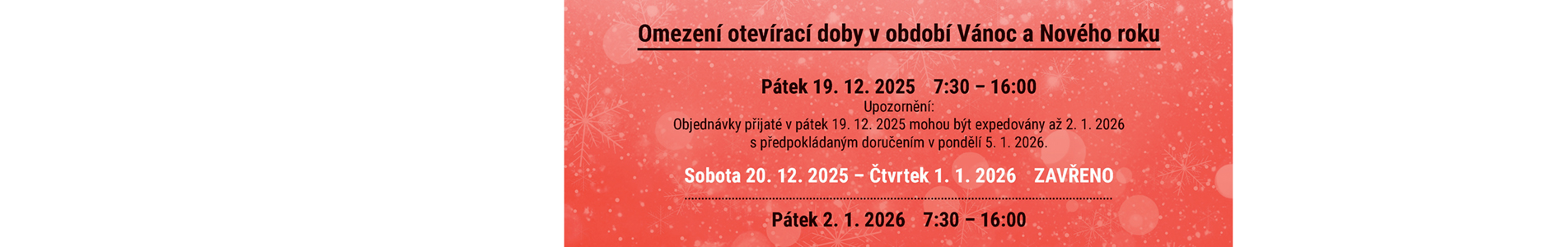 Vánoční otvírací doba 2025/2026